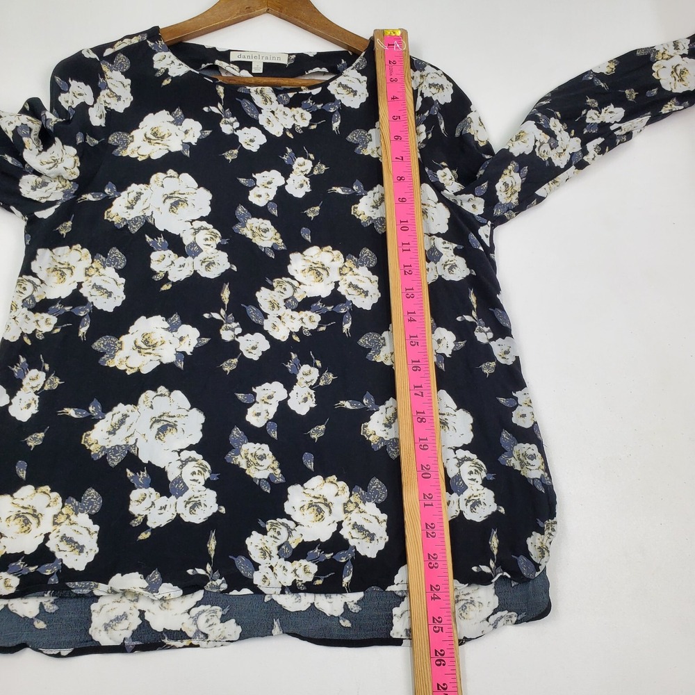 Daniel Rainn Floral‎ Chiffon Blouse Sheer Lightweight Long Sleeve Work Office M - Picture 7 of 14